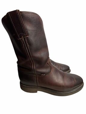 Justin Boots Men’s Dark Brown Leather Pull-On Engineer Boots - Size 8